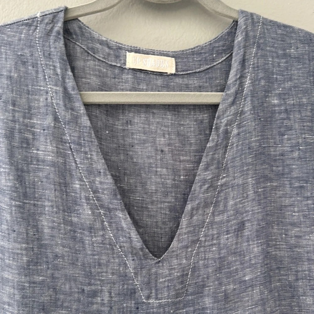 WOMENS CP SHADES BLUE CHAMBRAY LINEN AMANDA MAXI DRESS~POCKETS~  M - Picture 5 of 10